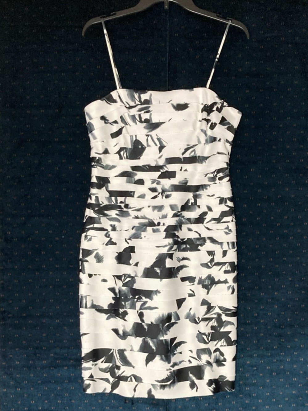 Strapless Black and White Floral Mini Dress